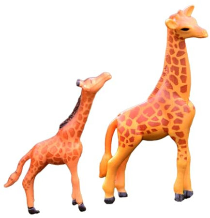 Miniatur Giraffenfigur 2 Stück aus Kunstharz Orange