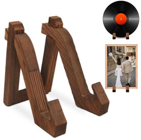 Alethron Tellerständer, 6 Zoll Tellerhalter Ständer Holz Teller Ständer Halterung Plate Holder Bilderrahmen Aufsteller Buchständer Deko Tischaufsteller zur Ausstellung für Foto Bücher Bild