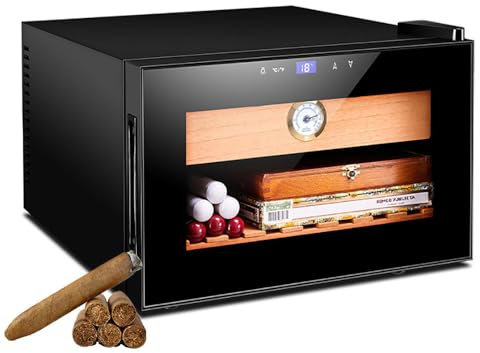 25 l elektrischer Zigarrenschrank für 150 Zigarren, Intelligenter feuchtigkeitsspendender Zigarren-Humidor mit konstanter Temperatur und Zedernholzregalen, Touch-Steuerung + LED-Beleuchtung,B