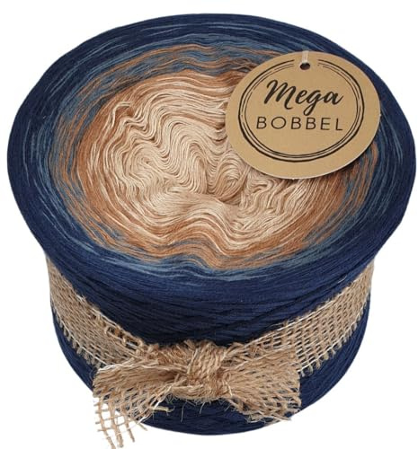 MegaBobbel Gradientgarn - Lace Garn Bobbel Wolle zum Häkeln & Stricken (4 fädig, 1250m, 50% Baumwolle / 50% Polyacryl)