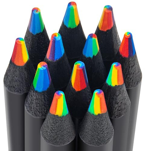 WISYOK Regenbogenstift 12PCS, 7 in 1 Regenbogenstifte für Kinder, Regenbogen Buntstift für Kindergeburtstag Geschenke, Gastgeschenke, Mehrfarbiger Buntstifte für Zeichnen, Färben, Schule