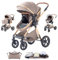 Shineey kinderwagen 3 in 1 Buggy Babybett Komplett Set Einem Klick Zusammenklappbarer Kinderwagen, 3 in 1 KombiKinderwagen Aluminiumrahmen für Neugeborene