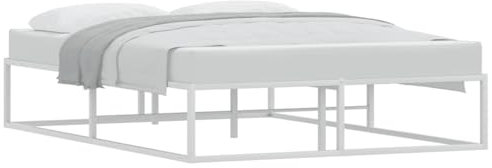 vidaXL Bettgestell ohne Matratze Weiß 140x200 cm Metall, Bettrahmen, Schlafzimmermöbel, Bett mit Lattenrost, Schlafzimmerbett, Bett, Doppelbett