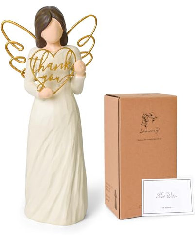 Thank You Gifts for Women, Appreciation Gifts for Teachers, Colleagues, Resin Sculpted Angel Ornament Figurines with Wire Wings & Heart, Gratitude Angel Gifts for Mother's Day, Thanksgiving Home Decor
