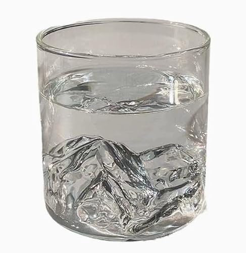 LEKEFETO Lot de 4 verres à whisky : 200 ml tasse à whisky à la mode, ensemble de verres à whisky irréguliers, verre à whisky avec montagnes, beaux sommets de montagne, gobelet élégant pour bourbon,
