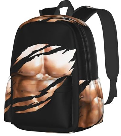 Tagesrucksack Brust Sixpack Bauchmuskeln Bodybuilder Laptop Rucksack Dauerhaft Schulrucksack Praktischer Schultasche, Für Arbeit, Business, Reisen