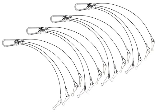 Abaodam Stahlseil Aufhängeset für Pflanzenlampe, 4-Strang Drahtseil | 2mm Schwerlast Drahtseil Mit Karabiner, 60cm Länge, Rostfrei, Ideal Für LED Grow Lampen Und Aquariumlicht Halterung