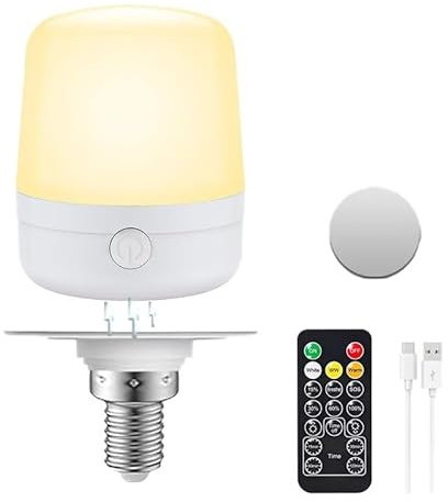 E14 Aufladbare LED Glühbirne mit Fernsteuerung Abnehmbar Magnetsockel, Dimmbar 3 Temperaturen 7W Tragbare Batteriebetriebene Notbeleuchtung USB-Wiederaufladbare für Outdoor-Camping Heimgebrauch
