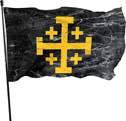Gartenfahne 90x150cm, Kreuzritter Von Jerusalem Tempelritter Flagge Mit Ösen Langlebig Hof Flaggen, Für Feiertage, Drinnen Und Draußen, Bauernhaus