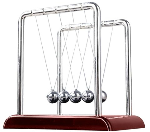 Newtons Cradle – Classic Balance Ball, 5 Balls Motion Science Physics Gadget, Large Desk Toy Swing Ball Decor | Science Kit for Offices Kids Education Physics