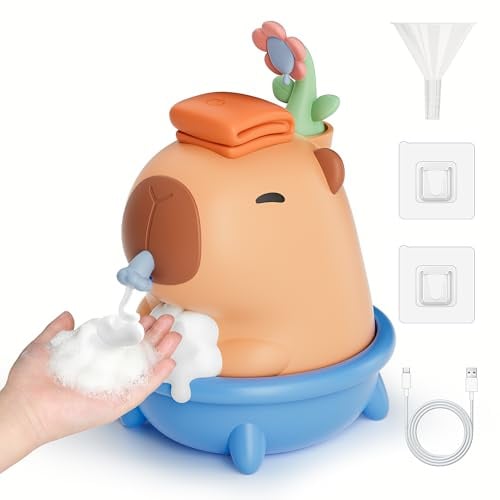 Capybara Seifenspender Automatisch 280ml USB IPX7 Wasserdicht | Berührungslos mit Sensor & Wandbefestigung, Silikon-Schaumseifenspender für Kinder, Ideal für Bad, Küche & als Geschenk