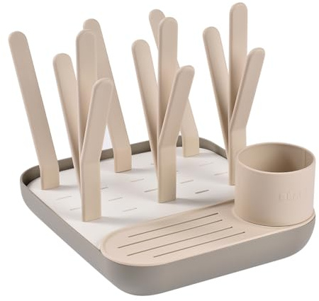 BÉABA Flaschen- und Kindergeschirrabtropfer – Großes Fassungsvermögen, Modular, Für bis zu 6 Flaschen, Zubehörbehälter, Optimierter Wasserablauf, Platzsparend & Praktisch – Ton