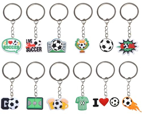DOVBAN 12 Portachiavi Calcio a Tema Coppa Del Mondo Portachiavi Da Calcio Set Di Portachiavis In Silicone Mini Piccoli Regali Per Feste Per Bambini Adatto a Ragazzi e Ragazze