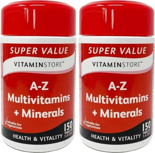 Vitamin Store A-Z Multivitamins & Minerals Tablets – 300 Tablets (2 x 150) – 10 Month Supply – Daily Immune System Support, Energy & General Health