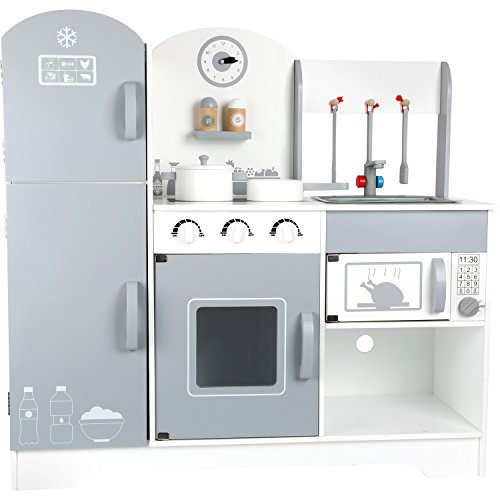 small foot 10598 Kinderküche Modern aus Holz, mit Kühlschrank, Herd, Backofen, Mikrowelle uvm., ab 3 Jahren