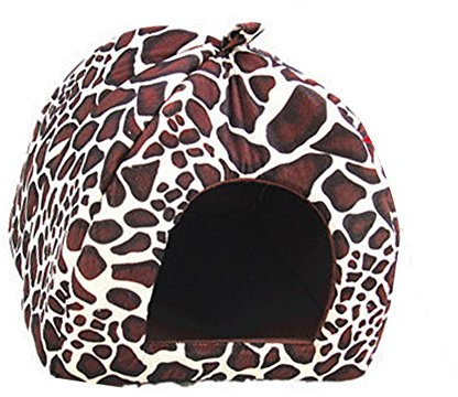 MISSMAO Schöne Strawberry weicher Kaschmir Warm Pet Nest Hundehütte Hundebett Bett klappbar für Kleine und Mittelgroße Hund Katze Leopard