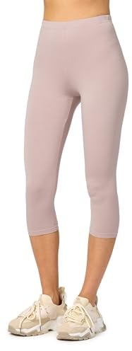 Merry Style Leggings Damen 3/4 Capri Leggings MS10-144 (Caffelatte,L)