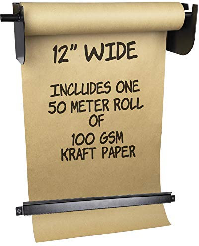 Kraftpapierspender und Schneider zur Wandmontage, inklusive 50 m Langer Kraftpapierrolle, perfekt für to-Do-Listen, Tagesgerichte, Speisekarten und andere Notizen, 30,5 cm breit