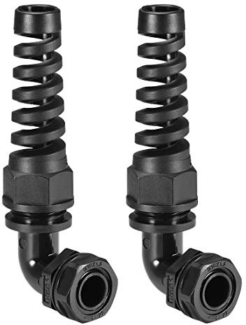sourcing map 2 Stück Kabelverschraubung M16 Kabeldurchführung Nylon Schwarz | Wasserdicht IP68, 90-Grad-biegefeste Verbindung, Mit Dichtungen, Für 4-7mm Durchmesser Kable