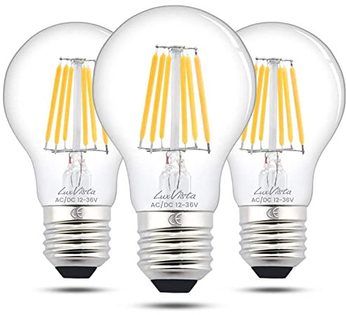 E27 LED-Leuchtmittel, Niederspannung AC/DC, 12V-24V, Warmweiß, 3000 K, 6W, 600lm, A 60, Edison, ES, Vintage, 60W Äquivalent, CRI 80+ für RV Camper Marine (3 Stück).