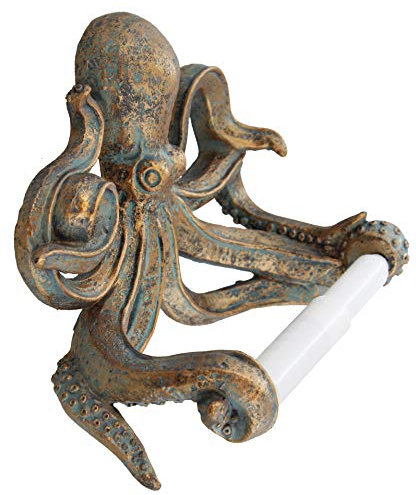 Old River Outdoors Dekorativer Toilettenpapierhalter mit Oktopus-Motiv, bronzefarben