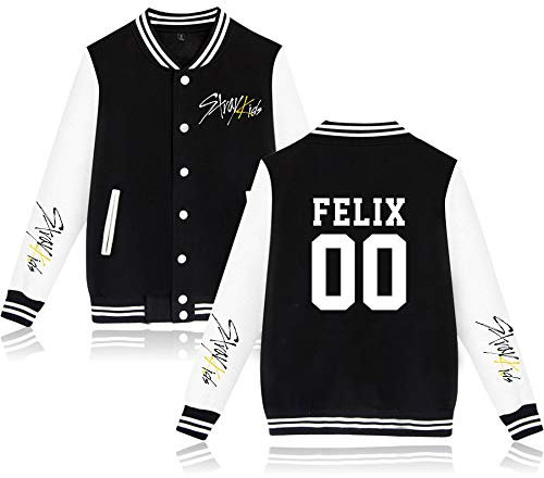 KPOP Stray Kids Baseball Giacca Felpe Casual Sweatshirts Yellow Wood Maglione Autunno Invernale Cappotto Maglie Manica Lunga Pullover Bang Chan Hyunjin Felix Seungmin Jeongin Woojin