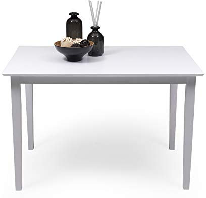 Homely - Mesa de Comedor o Cocina Kansas de diseño Sencillo y Moderno, Patas de Madera y sobre de MDF, lacada en Color Blanco, de 112x72x74 cm