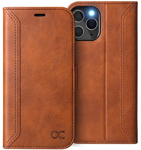OCASE iPhone 12 Case, iPhone 12 Pro Retro Wallet 5G Case, PU Leather Folio Flip Case with RFID Blocking Card Holder Kickstand, Shockproof Phone Cover Compatible For iPhone 12/12 Pro 6.1 Inch-Brown