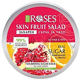 Nature of Agiva Roses Skin Fruit Salat Pflegendes Zuckerpeeling 2-in-1 Gesicht & Körper, 200 ml