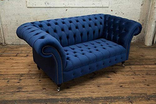 jvmoebel Chesterfield Big Textil Design Wohnzimmer Couch Sofa Polster 2 Sitz Leder #140