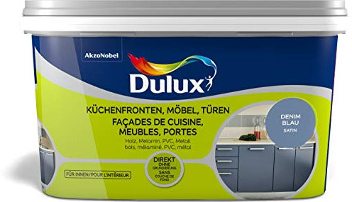 Dulux Fresh Up Farbe für Küchen, Möbel, Türen, 750ml, denim blue, glänzend einfache Renovierung + Anwendung, erhältlich in 7 weiteren Trend-Farben