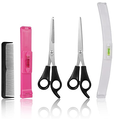 Pinenuts, kit per il taglio dei capelli, 5 pezzi, per la casa e il taglio dei capelli, per la casa, per strati frangia, finiture a doppie punte, forbici professionali