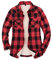 ZENTHACE Veste chemise en flanelle doublée de polaire Sherpa pour femme (doublure Sherpa), rouge/noir, Large