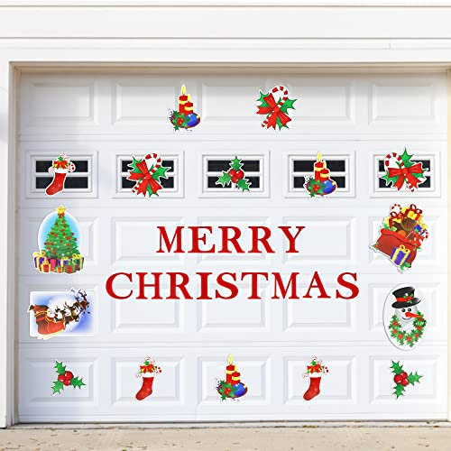 Merry Christmas Garagentor-Magnete – 30 Stück All in One Weihnachten Garagentor Dekorationsset – wetterfest – Garagen-Weihnachtsdekoration für Weihnachtsmann, Urlaub und Weihnachten Heimdekoration
