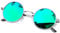 KANASTAL Runde Sonnenbrille Herren Damen Klassische Retro Polarisierte Sonnenbrille Rund mit Metallrahmen Vintage Hippie Rave Brille UV400 Schutz, Silber Rahmen Verspiegelt Grün Gläser