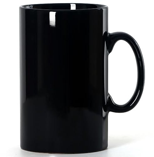 Smilatte 850ml Extra große Keramik Kaffeetasse, M017 Classic Porzellan Boss Super Gross Tasse Big Teetasse mit Griff für Büro und Zuhause, Schwarz