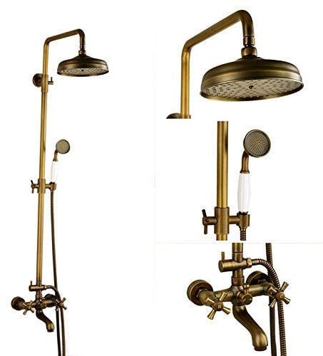 MFLASMF Bathroom Sink taps Antique Rain Shower Set/Full Copper Bathroom and Cold Shower Faucet Shower Basin Sink Cold Taps Mixer Basin Brass Sink Mixer Taps Non- Concussive Bathroom Faucet