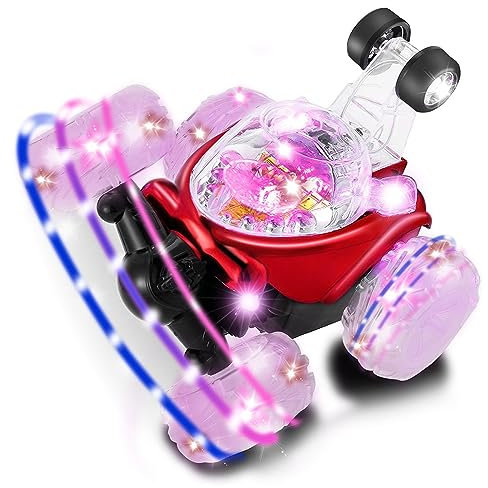 Retoo Ferngesteuertes Auto mit LED Beleuchtung, Spielzeugauto Gesteuert 27MHZ Fernbedienung, Reichweite bis 30 m, RC Car 360° Rotation, Geschenk für Jungen und Mädchen, 14 cm x 14 cm x 12,5 cm