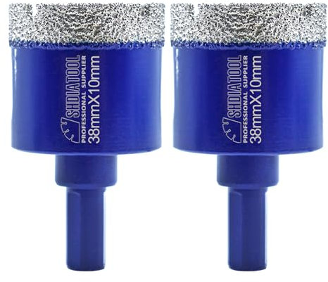 SHDIATOOL Forets Diamant 2PC 38mm Scie Cloche à Tige Triangulaire pour Porcelaine Céramique Carrelage Granit Marbre