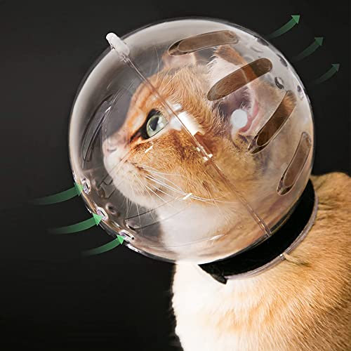 Transparenter Katzenmaulkorb mit atmungsaktiver Kapuze, verstellbarer Astronautenhelm, verhindert Beißen und Kauen, Hoqqf, Ballmaske für aggressive Katzen