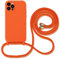 Hadwii Coque pour iPhone 12 Coque avec Cordon de Collier, Silicone Bumper Protection Étui Souple Doublure en Microfibre Douce Anti-Rayure Réglable Lanyard Case pour iPhone 12, Orange
