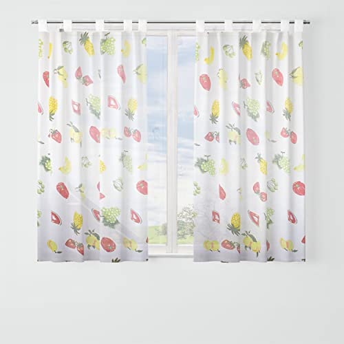 Dalina Textil -Cortina de Cocina Translúcido Estampado, Visillo Transparente para Cocina, Comedor, Marco de Puerta 1 Pieza Tejido Gasa Fina 140X220CM