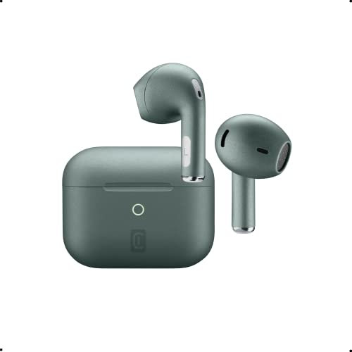 cellularline CRYSTAL Auricolari TWS Bluetooth 5.0 Wireless In-Ear con Custodia di Ricarica,Environment Noise Cancelling,Talk Time: 3.5 ore,Ricarica : 1.5 ore,Portata: 10mt,Verde, Universale