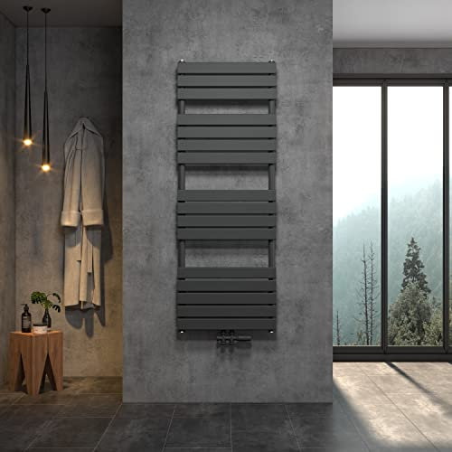 WITEN&NOCK SARDORA Design Badheizkörper 800 x 450 mm Handtuchheizung Handtuchtrockner (160 x 60 cm, Anthrazit)