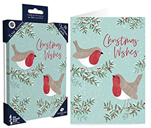 Tom Smith Pack 10 Charity Christmas Cards Robin Design Made UK Eco