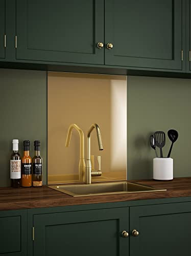 Brass Glass Kitchen Splashback 600mm x 750mm