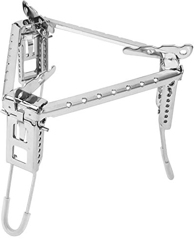 Campfire Tripod for Dutch Oven Stainless Steel Foldable Gas Stove Pot Rack Bracket Canister Stand Height Adjustable Portable Over Fire Camp Grill for Outdoor Camping Hiking Picnic(7.6×7.3in)