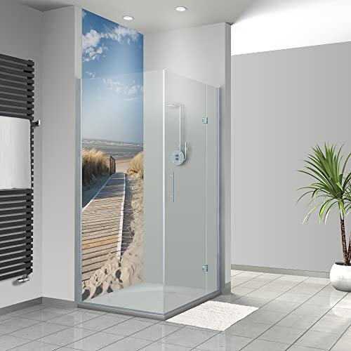 WANDFREUDE individuelle Duschrückwand Aluverbundplatte auf Maß (1 Stück - Nordsee Strand - Seidenmatt) – Dusche Wandverkleidung Duschwandverkleidung Duschrückwände