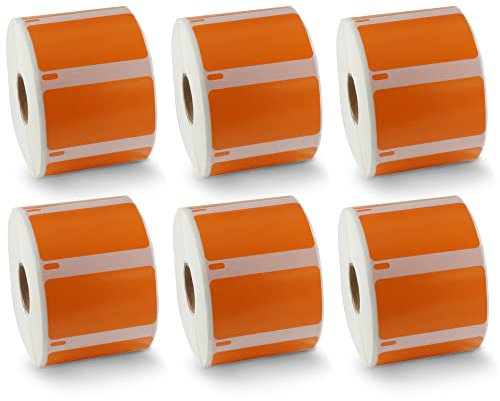 BETCKEY - 6 Rollen Orange Mehrzwecketiketten Kompatibel mit DYMO 11354(S0722540), 57mm x 32mm, 6000 Farbige Etiketten für LabelWriter 450, 4XL NICHT passend 550 oder 5XL