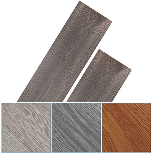 Izrielar PVC Bodenbelag, Vinyl Laminat Dielen, Bodenbelag Selbstklebende Fliesen, Vinylboden, Rutschfest, 91.4 x 15.2 cm, ca.5m², Dicke 1,5 mm, Wasserfest(Night Oak)